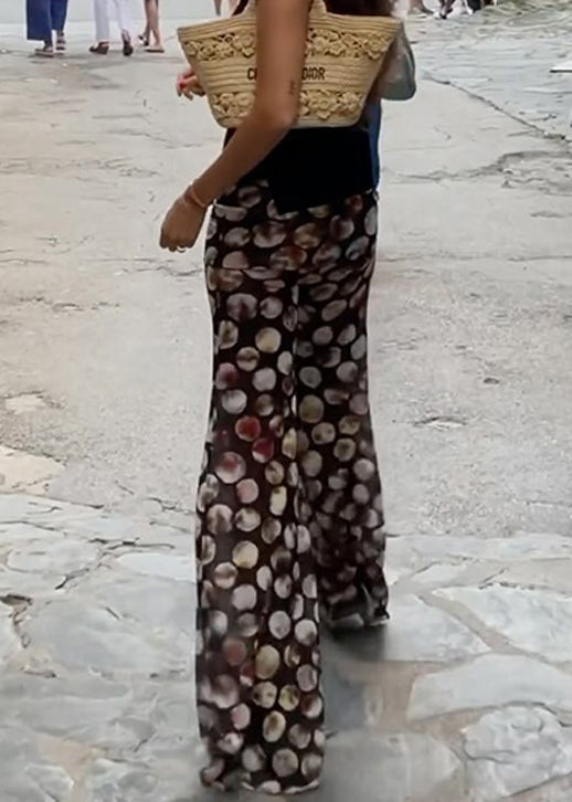 Trousers Flared Tulle High Dot Print Black Waist Chic Summer