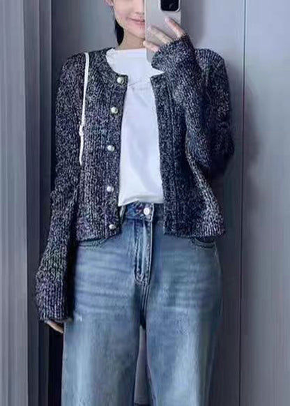 Women Grey O Neck Button Cozy Wool Knit Cardigans Fall QX023