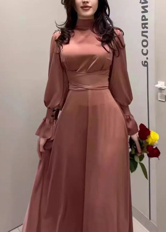 2025 Dress Elegant Silk Cinching Waist Autumn Long