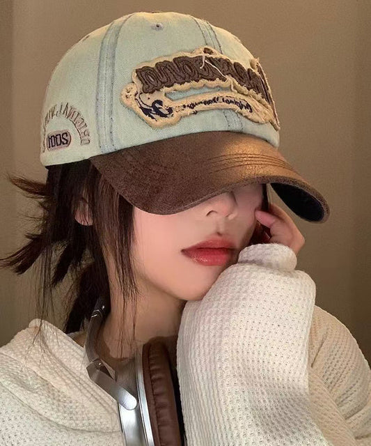 Embroideried Cap Denim American Hat Blue Baseball Style