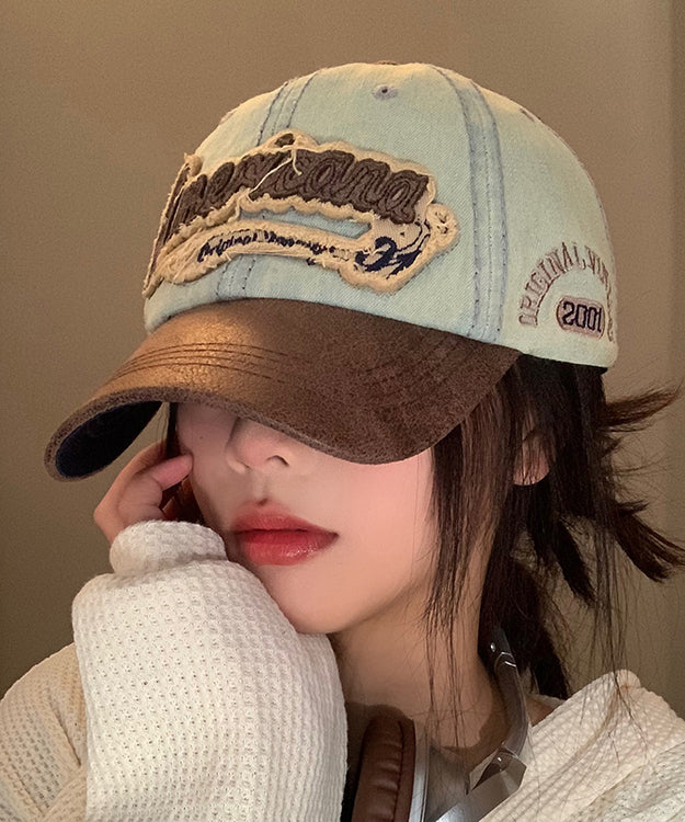 Embroideried Cap Denim American Hat Blue Baseball Style