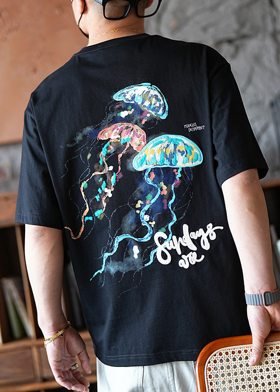 Men T Graphic Shirts Embroideried Style White American Cotton