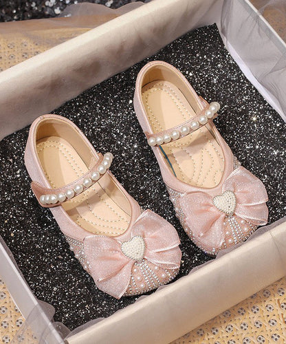 Kids Bead Shoes Buckle Zircon Apricot Flat Nail Feet Girls Strap