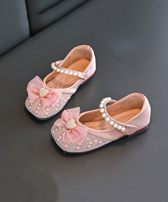 Kids Bead Shoes Buckle Zircon Apricot Flat Nail Feet Girls Strap