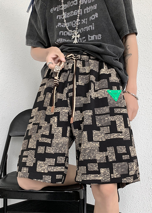 Shorts Apricot Summer French Cotton Pockets Waist Men Elastic