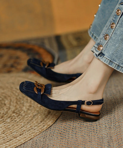 Sequined Apricot Tassel Sandals Water Suede Splicing