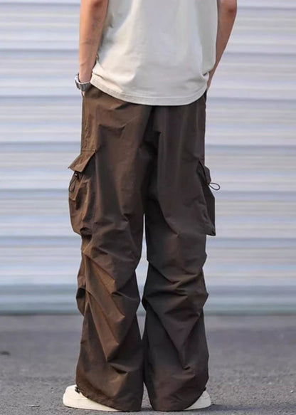 Army Casual Cotton Pants Pockets Drawstring Men Summer Green