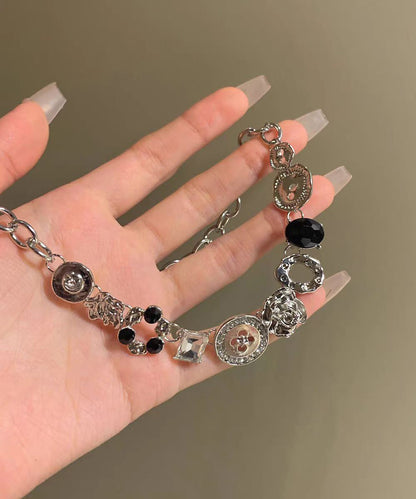 Gratuated Art Zircon Bead Necklace Alloy Button