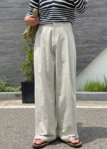 Pants Mens Linen Art Summer Solid Pockets Apricot