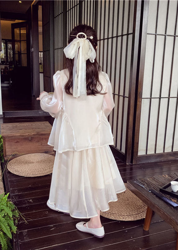 And Silk Two Shirts Kids Maxi Skirts Art Apricot Sequins Button