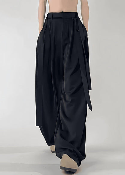 Beige Men Original Pockets Ice Pants Design Art Silk Summer