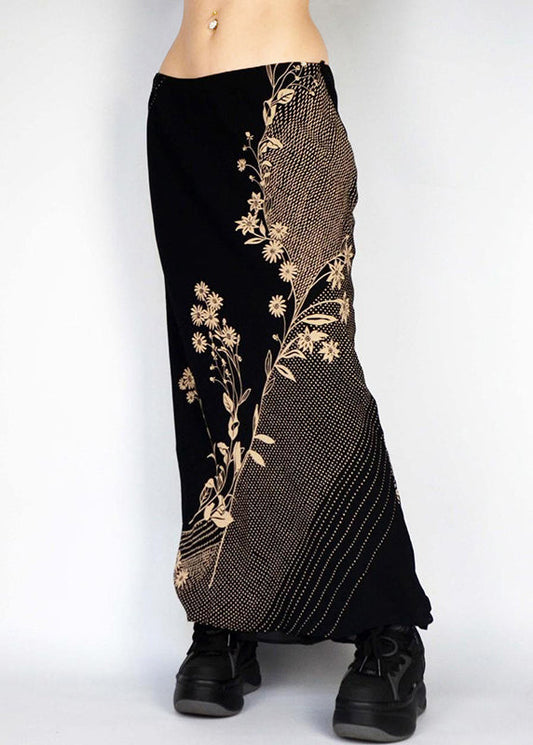 Art Black Low Waist Print Holiday Skirts Spring YF030