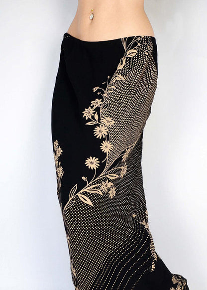 Art Black Low Waist Print Holiday Skirts Spring YF030