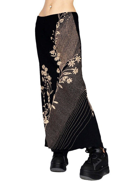 Art Black Low Waist Print Holiday Skirts Spring YF030