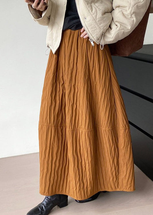 Art Brown Patchwork Cotton A Line Skirt Spring YK035