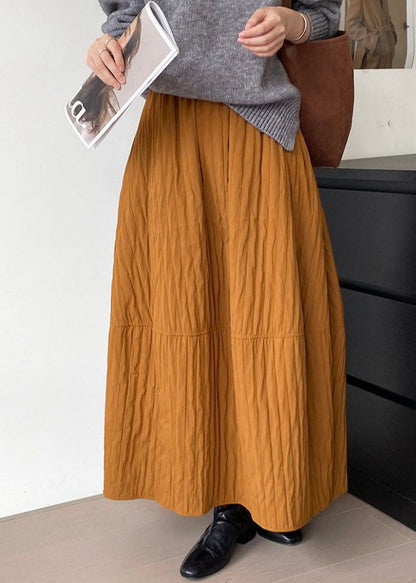 Art Brown Patchwork Cotton A Line Skirt Spring YK035