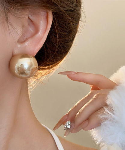 Art Champagne Alloy Pearl Stud Earrings QD018