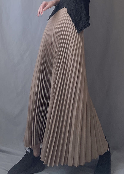 Art Chocolate Wrinkled Elastic Waist A Line Skirts Spring YJ005