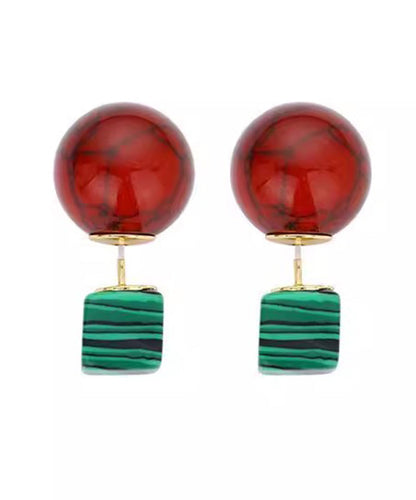 Earrings Art Colorblock Overgild Copper Gem Drop Stone