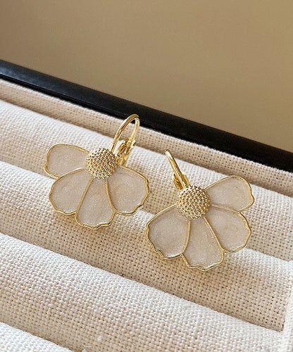 Art Alloy Drop Earrings Copper Gold Petal