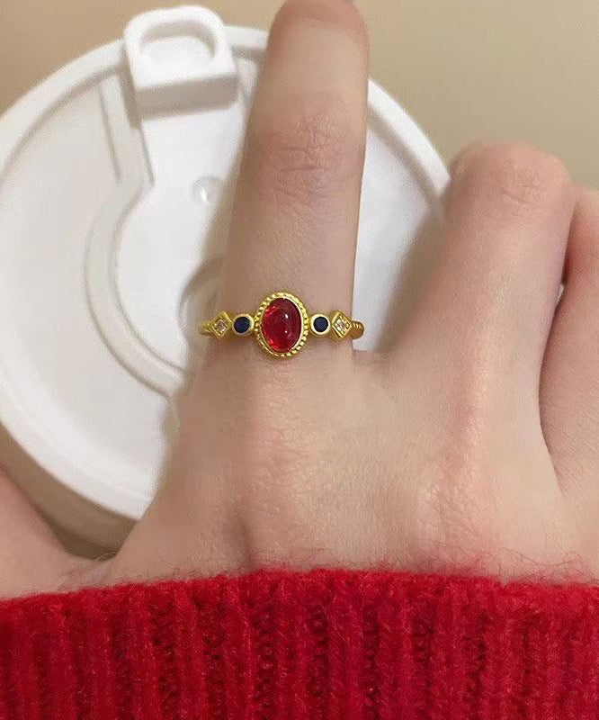 Overgild Sterling Rings Drop Silver Glaze Gold Art