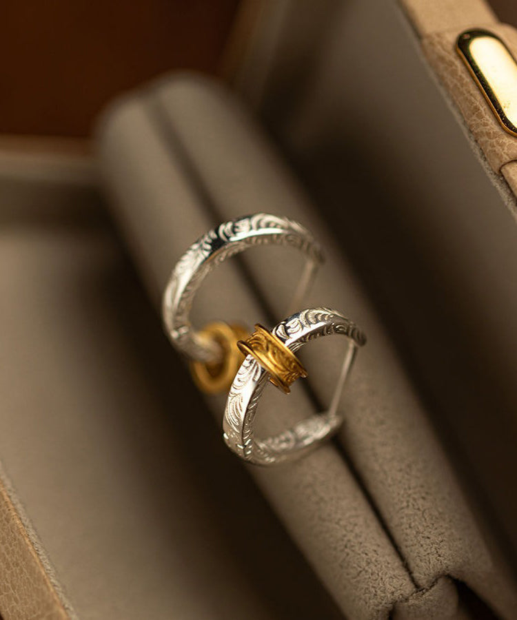 Sterling Gold Art Overgild Earrings Hoop Silver