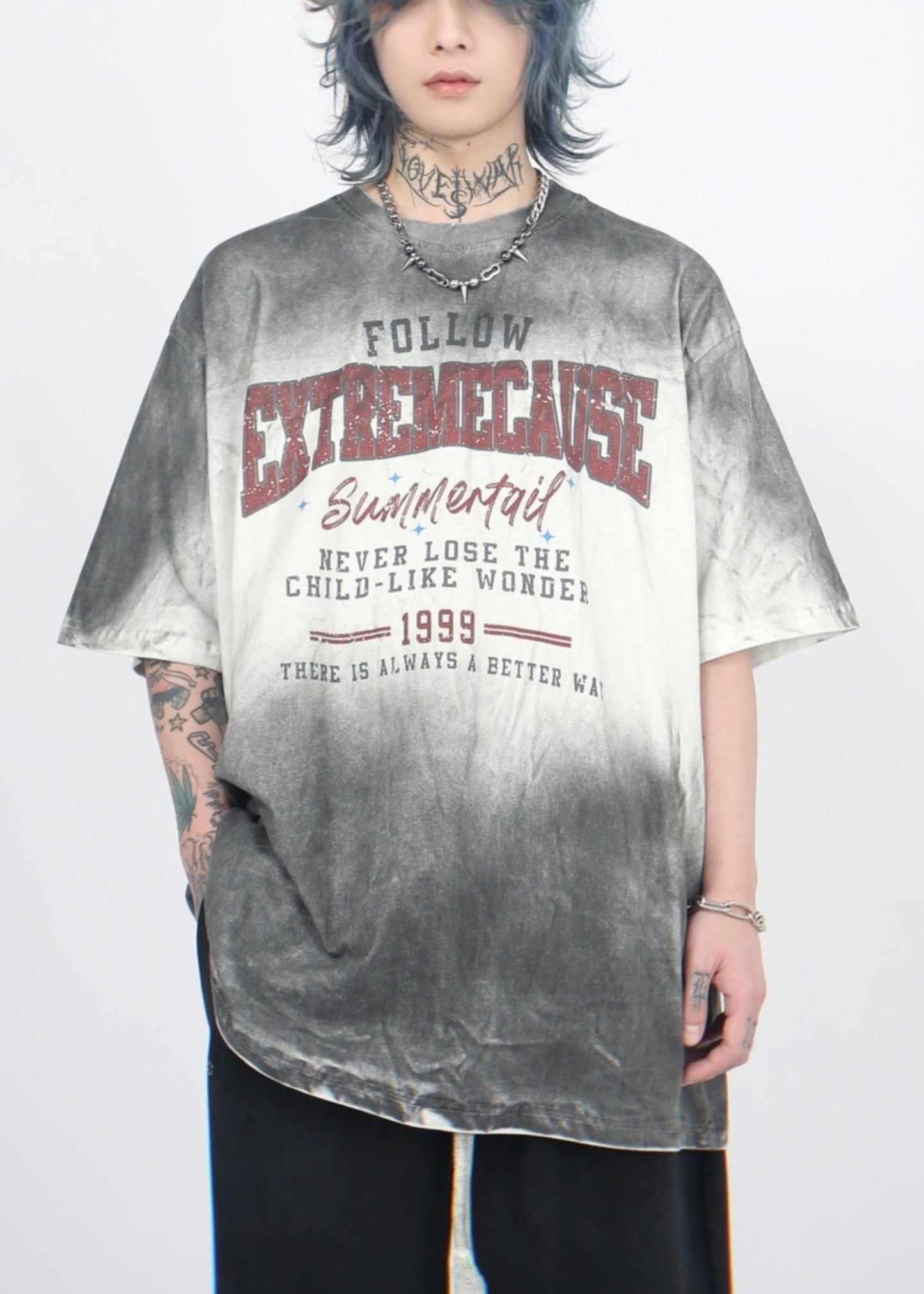 Gradient Sleeve Cotton Half T Print Mens O Neck Color Shirt Art