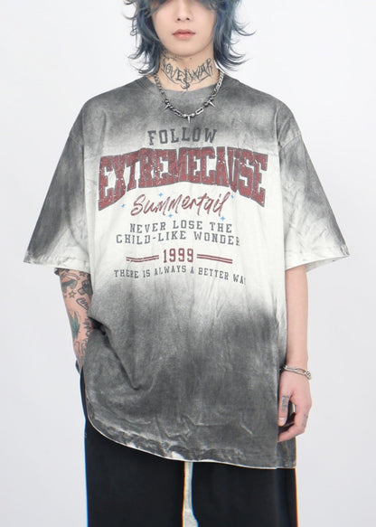 Gradient Sleeve Cotton Half T Print Mens O Neck Color Shirt Art