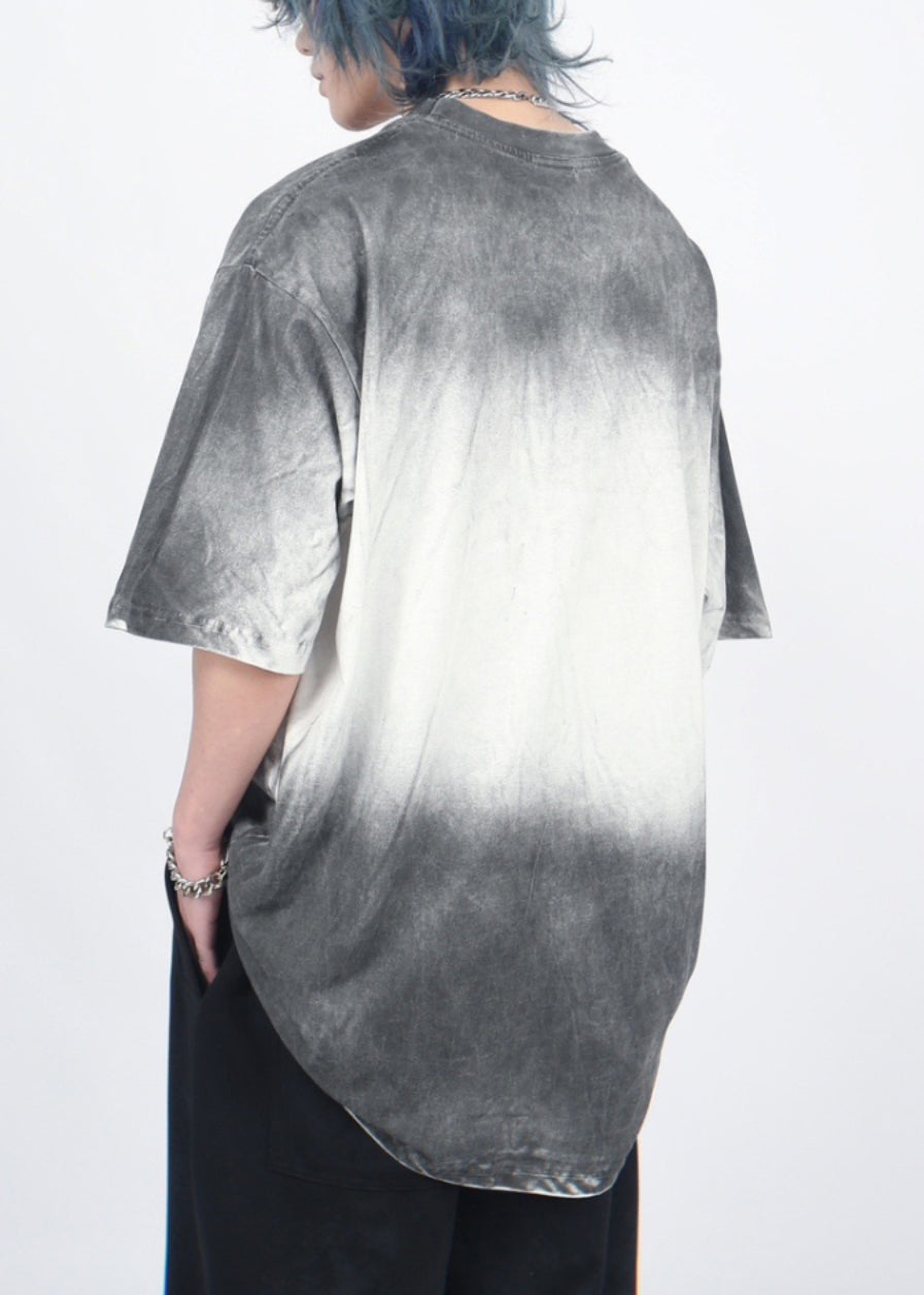 Gradient Sleeve Cotton Half T Print Mens O Neck Color Shirt Art