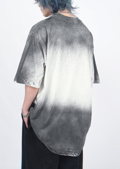 Gradient Sleeve Cotton Half T Print Mens O Neck Color Shirt Art