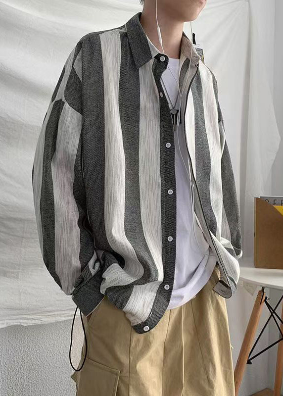 Button Men Collar Pan Green Cotton Striped Peter Art Shirts