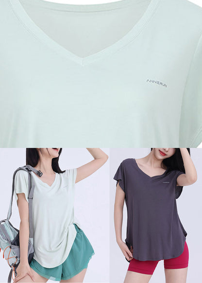 Light Patchwork Tank Yoga Tops Art Sleeve Green Short