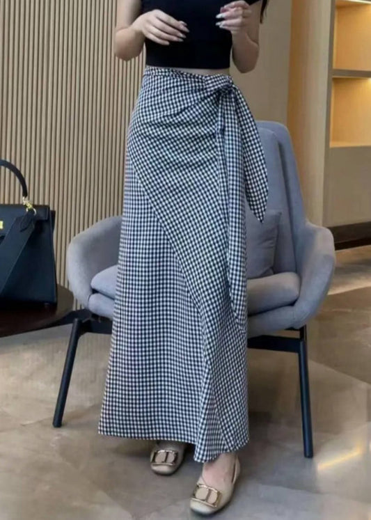 Waist Skirts Art Lace Cotton High Summer Up Plaid