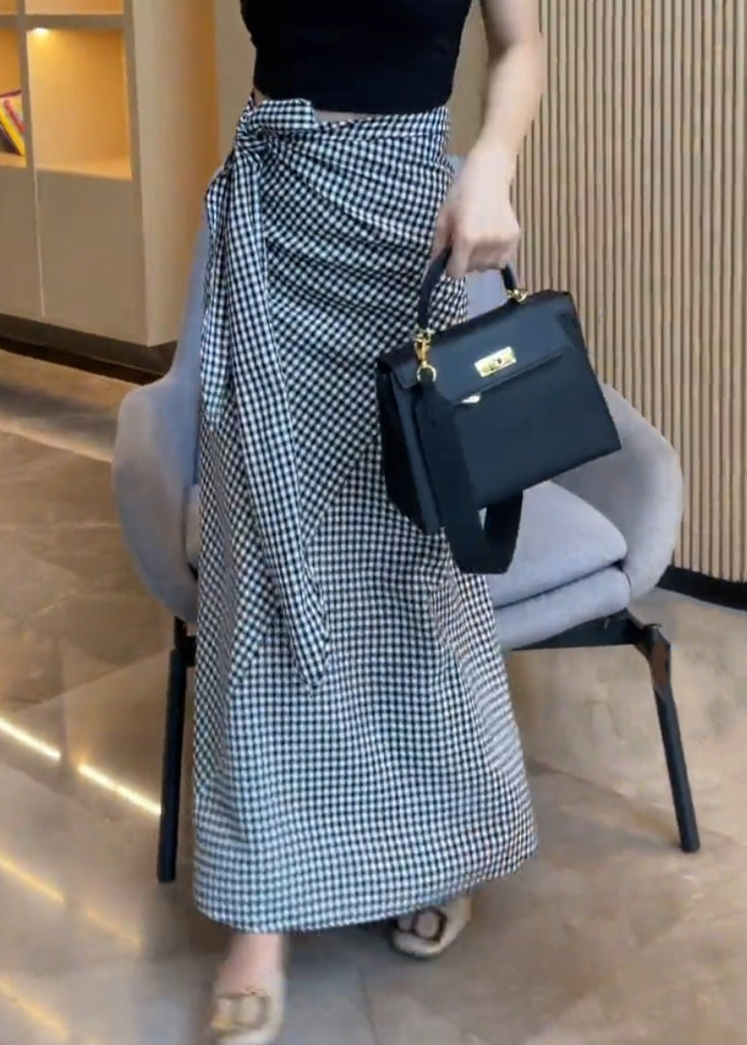 Waist Skirts Art Lace Cotton High Summer Up Plaid