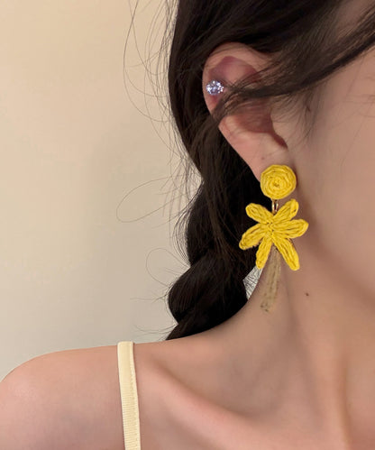 Earring Art Weaving Alloy Strawberry Red Drop