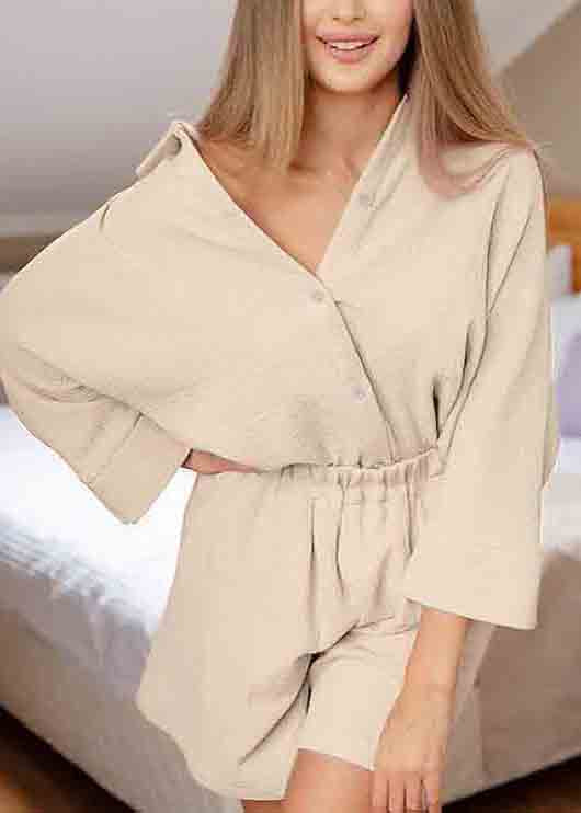 Solid Color Shorts Set Shirts Oversized Two And Pieces Art Cotton