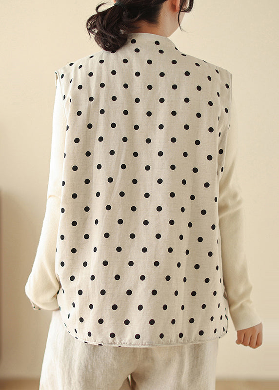 Art White Dot Chinese Button Fine Cotton Filled Vests Spring TM014
