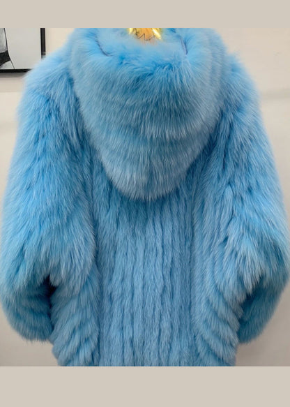 Art White Oversized Faux Fur Hooded Coat Winter YU026