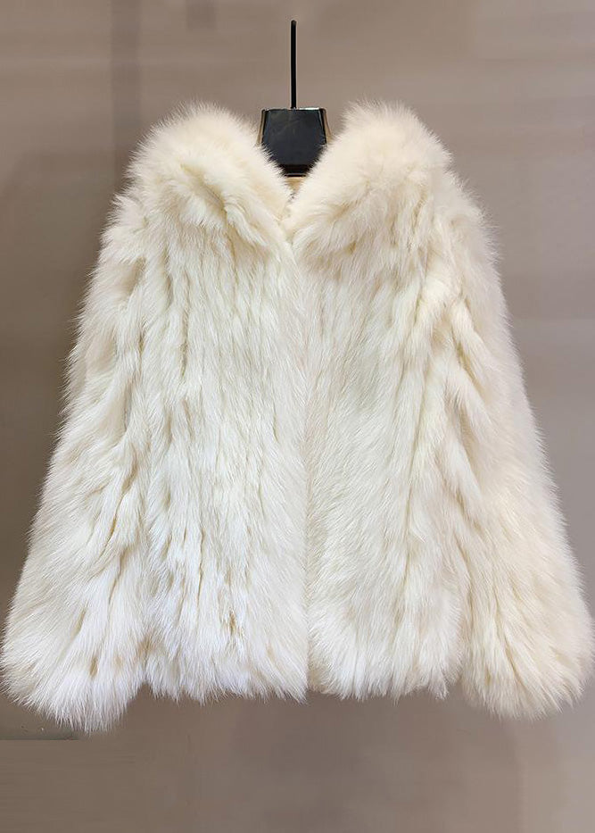 Art White Oversized Faux Fur Hooded Coat Winter YU026