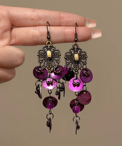 Silver Beach Tassel Sterling Shell Hollow Earrings Blue Drop Out