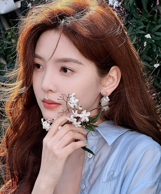 Shell Drop White Beach Tassel Earrings Pearl Copper