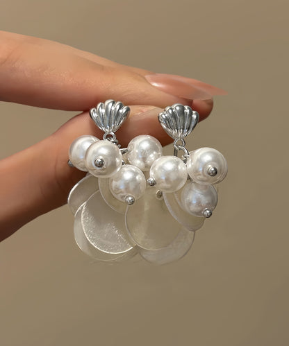 Shell Drop White Beach Tassel Earrings Pearl Copper