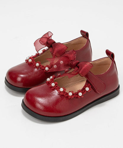 Pearl Tulle Buckle Bow Beige Girls Strap Platform Beautiful For