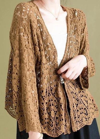 Beautiful Black Hollow Out Knit Loose Cardigans Summer WN011