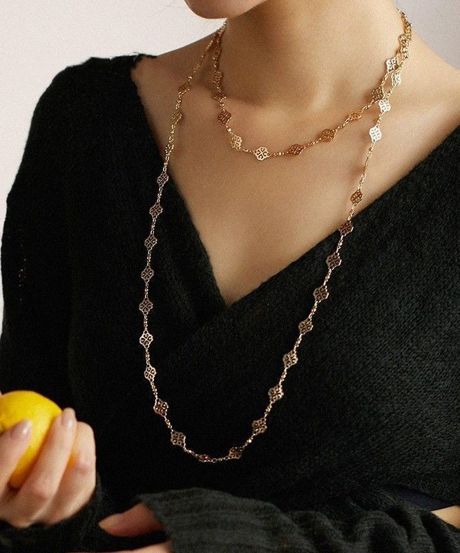 Hollow Beautiful Overgild Gold Copper Out Carving Necklace