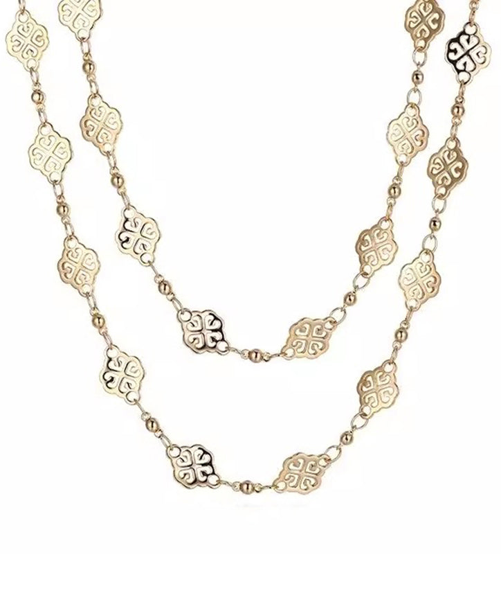 Hollow Beautiful Overgild Gold Copper Out Carving Necklace