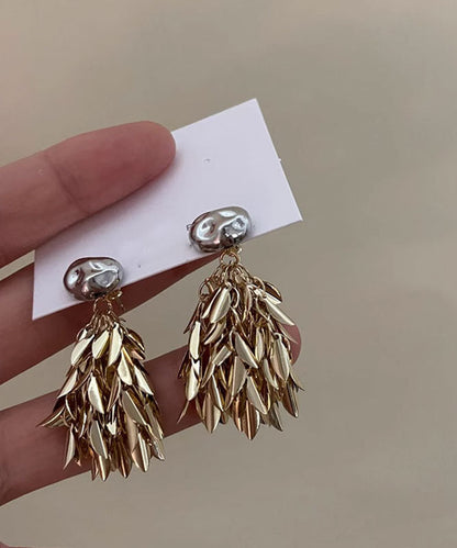 Beautiful Gold Sterling Silver Overgild Tassel Drop Earrings MM090