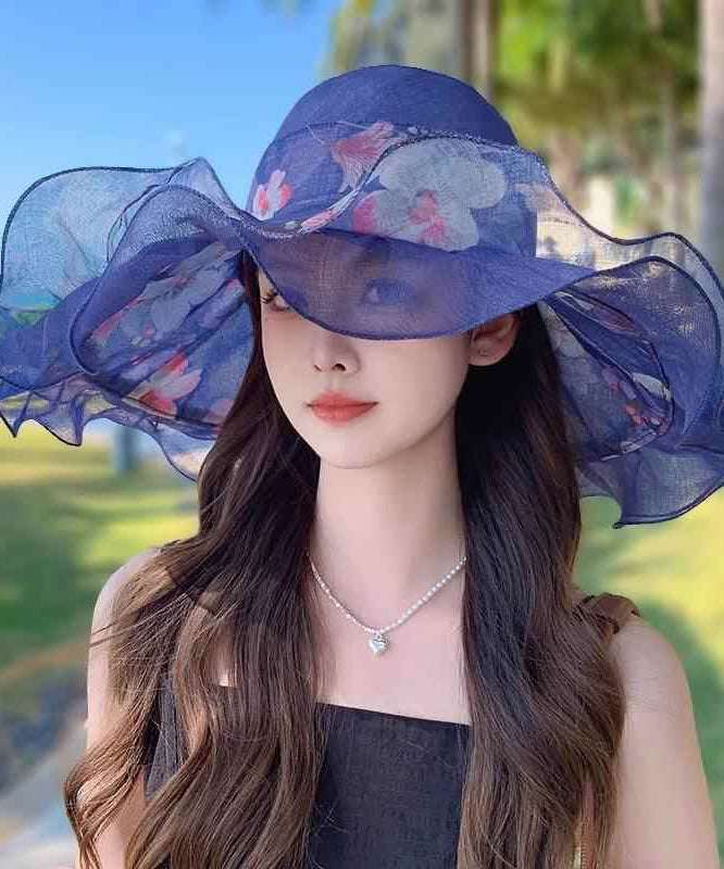 Light Print Beautiful Hat Sun Floppy Pink Ruffled