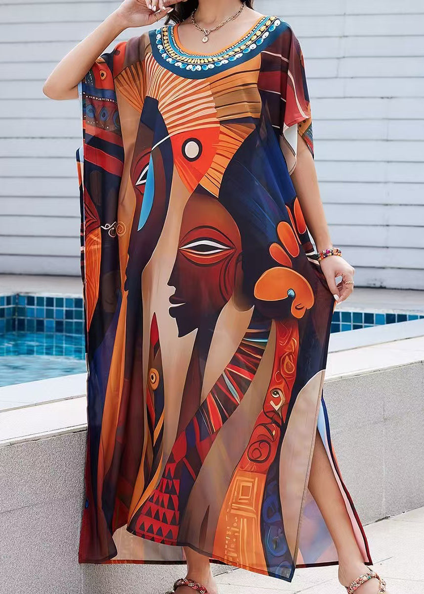Chiffon Vacation Print Oversized Summer Beautiful Dress