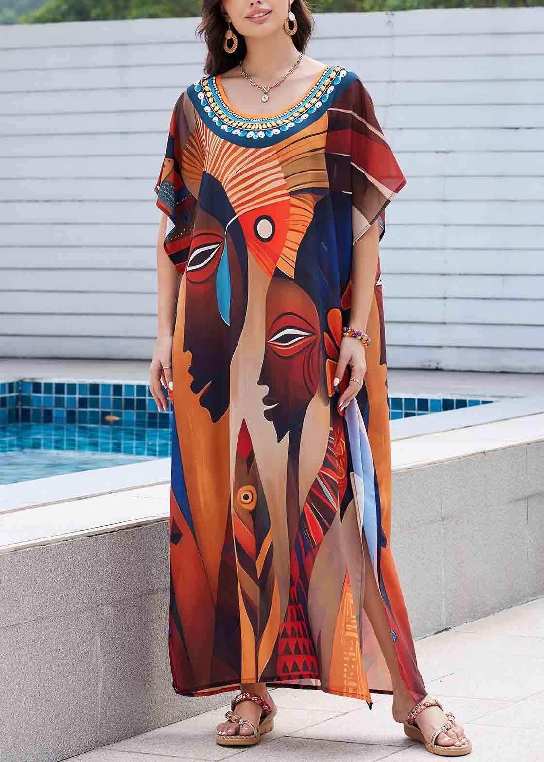 Chiffon Vacation Print Oversized Summer Beautiful Dress